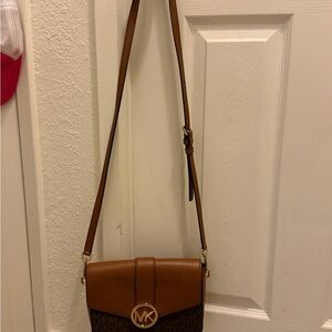 Michael Kors Tan and Brown Crossbody Bag